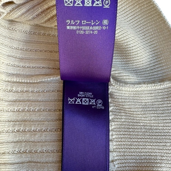 Ralph Lauren Purple Label Sweater Blouse Women's SZ.
L Cream Wool Silk Ribbed - Picture 15 of 16